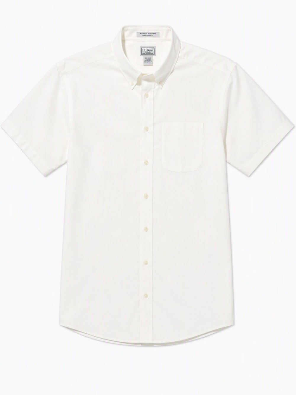 L.L.Bean Men's 16.5 Tall Short Sleeve Oxford Shirt White Cotton